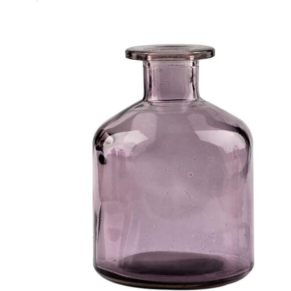 Smooth Face Clear Glass Vase for Flower Bud Vase Hydroponic Planter Purple Short - Picture 1 of 4